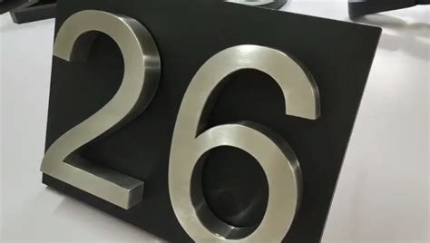 Modern Extra Large 3d Outdoor House Number Plaque Brushed Stainless