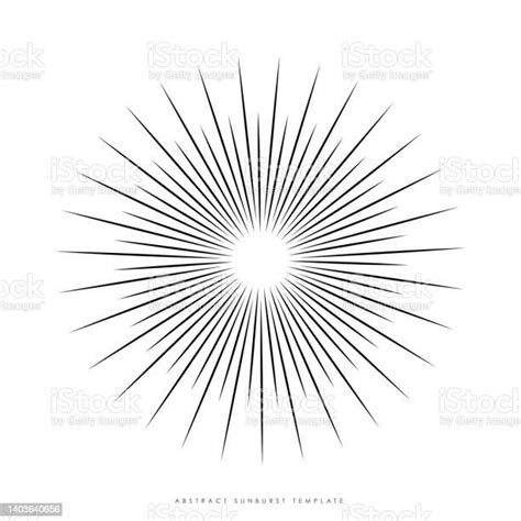 Geometric Hand Drawn Sunburst Sun Beam Star Shining With Ray In Form Of
