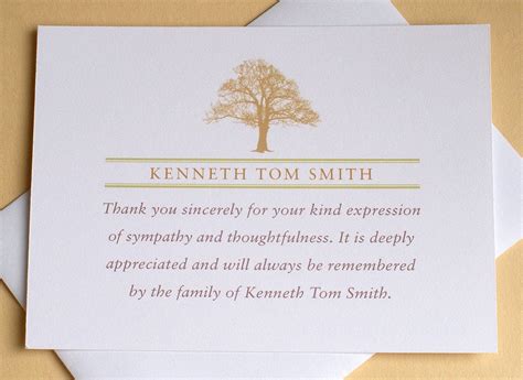 What to say in thank you notes for funeral donations. Funeral Thank You Notes with a Strong Tree Personalized