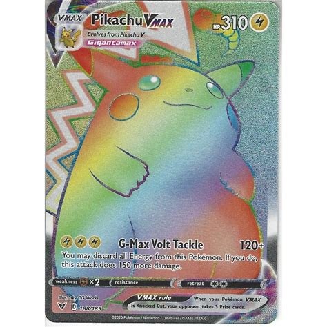 Pokemon Trading Card Game 188185 Pikachu Vmax Rare Rainbow Card