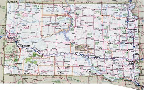 Large Detailed Roads And Highways Map Of South Dakota State With All