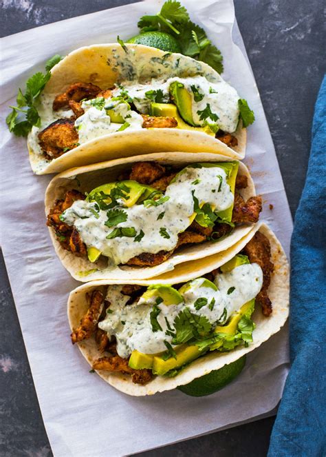 Chicken And Avocado Tacos With Creamy Cilantro Sauce Gimme Delicious