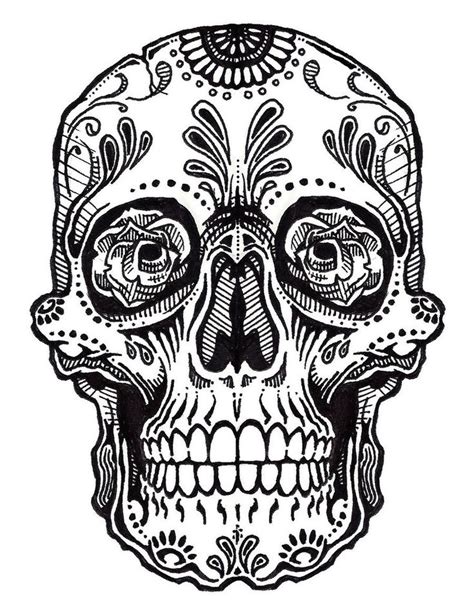 Skull Tattoo Line Art Jos Gandos Coloring Pages For Kids Clipart