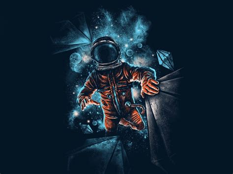 Desktop Wallpaper Space Astronaut Galaxy Dark Artwork