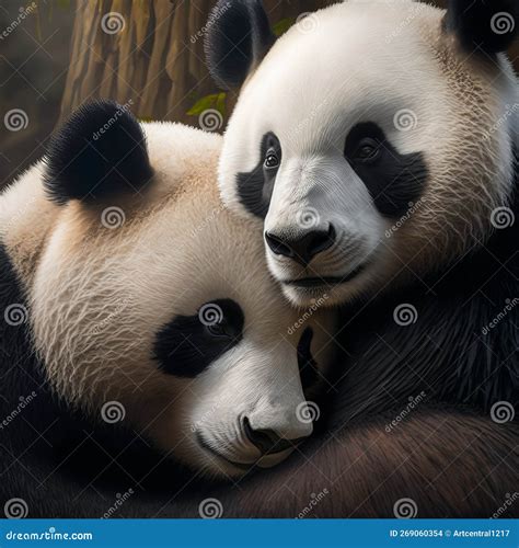 Valentines Day Cuddling Animals Giant Panda Couple1 Generative Ai