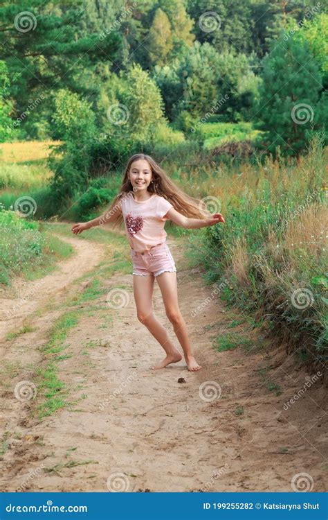 Beautiful Teen Girl Is Dancing Outside At Summer Sunset Stock Photo Image Of Emotions Dancer