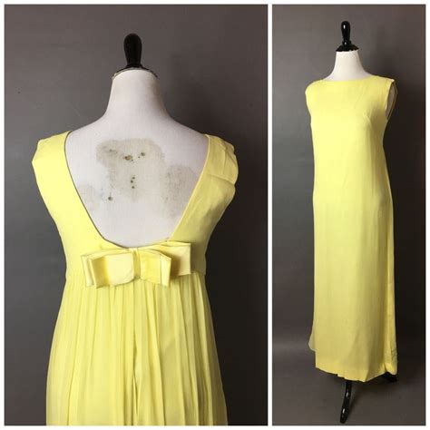 Vintage 60s Dress 1960s Dress Maxi Dress Yellow Dress Etsy