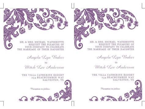 Items Similar To Printable Ms Word Wedding Invitation Template 78120 Hot Sex Picture
