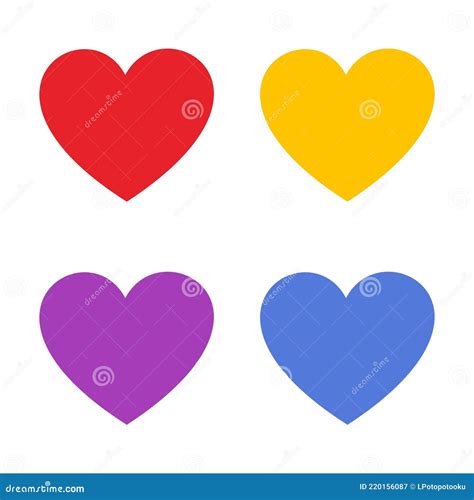 Set Of Various Color Heart Shape Vector Illustration On White