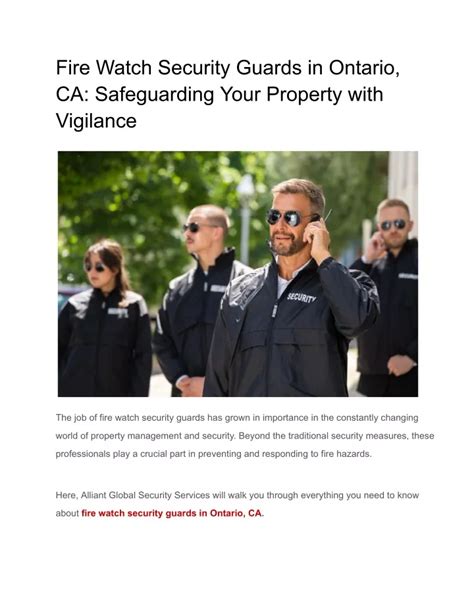 Ppt Fire Watch Security Guards In Ontario Ca Safeguarding Your