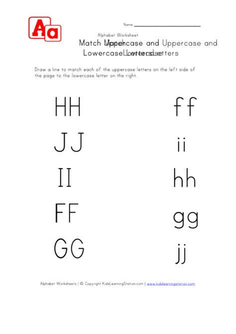 Matching Uppercase And Lowercase Letters Worksheet F G H I And J