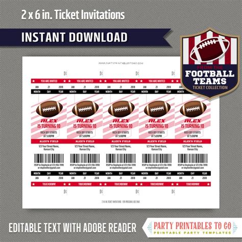Kansas City Chiefs Football Ticket Invitation Template Red And Black