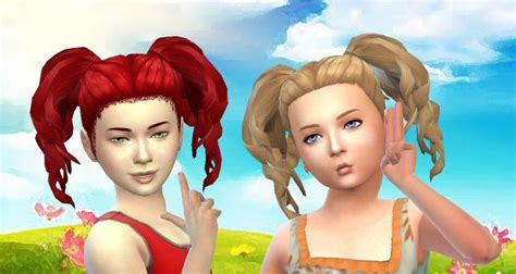 Mystufforigin Curls Pigtails For Girls Sims 4 Hairs Hair Clay