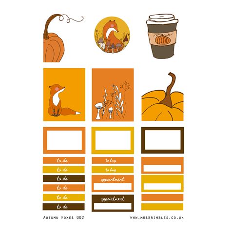 Autumn Fox Planner Box Stickers 002 Mrsbrimbles