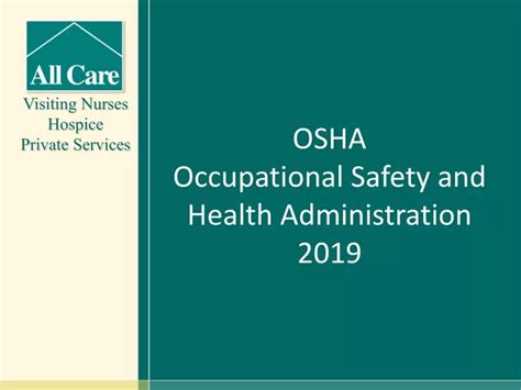 Ppt Osha Occupational Safety And Health Administration 2019