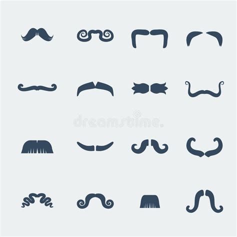 Set Of Mustaches Vector Retro Icons Isolated Stock Vector