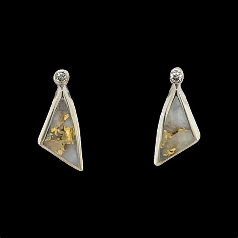 Gold Quartz K White Gold Triangle Earrings Alaska Mint