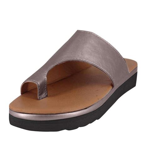 Yeldou Bunion Corrector Sandals Comfortable Soft Pu Leather Corrective