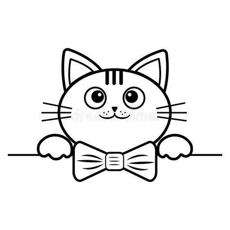 Coloring The Outline Of A Cartoon Cute Little Cat Pet Doodle Stock