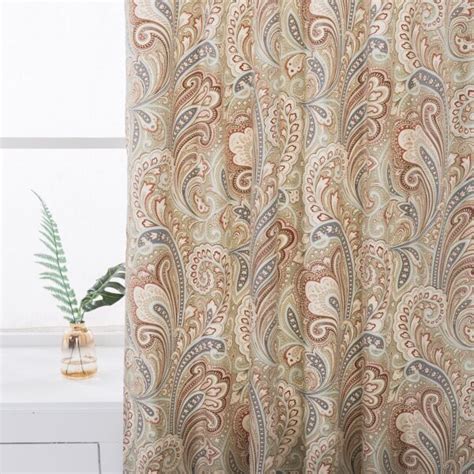 Boho Paisley Print Luxury Window Curtains 2pc Set Bohemian Damask