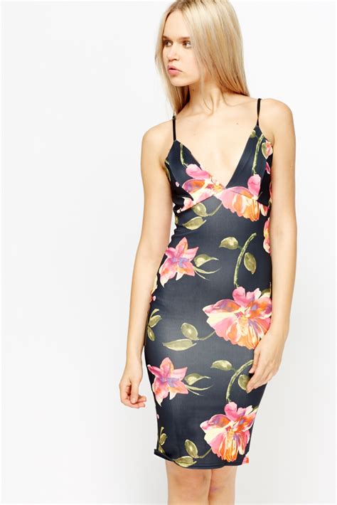 Plunge Floral Bodycon Dress Just 6