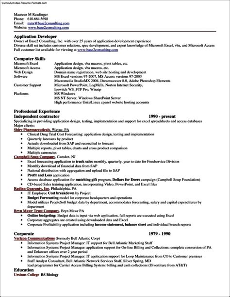 Resume Excel Template Free Samples Examples And Format Resume