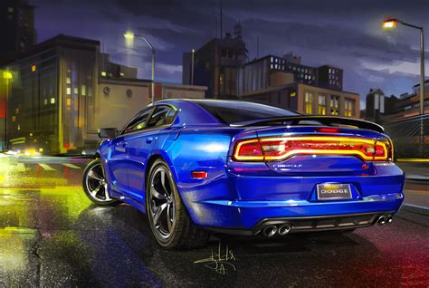 Aleksandr Sidelnikov Dodge Charger Blue Cars City Street 2014 Dodge