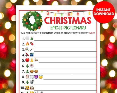 Christmas Emoji Pictionary Game Emoji Quiz Game Printable Etsy Fun My