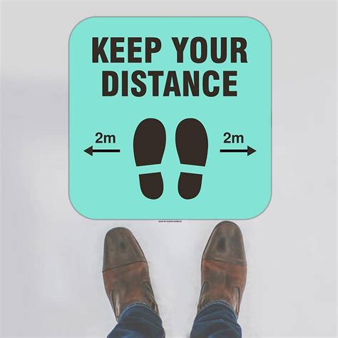 Keep Your Distance 2m Rounded Square Floor Sign Floor Graphics