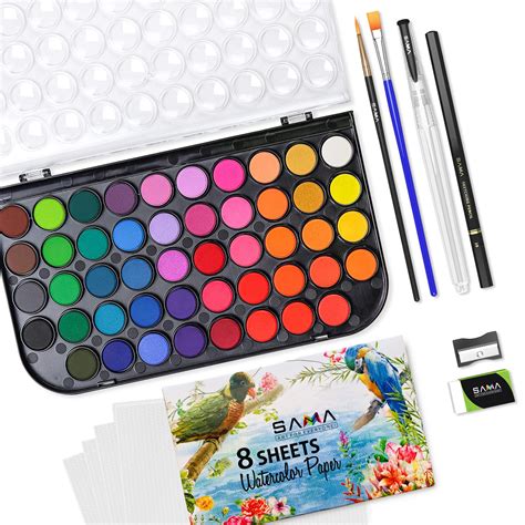 Watercolor Paint Set Complete Coloring Kit 48 Easy Etsy