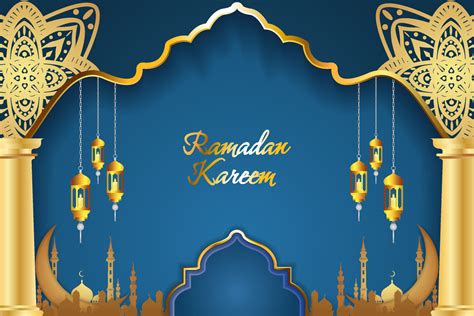 Ramadan Kareem Islamic Background Blue Color With Element 6328473