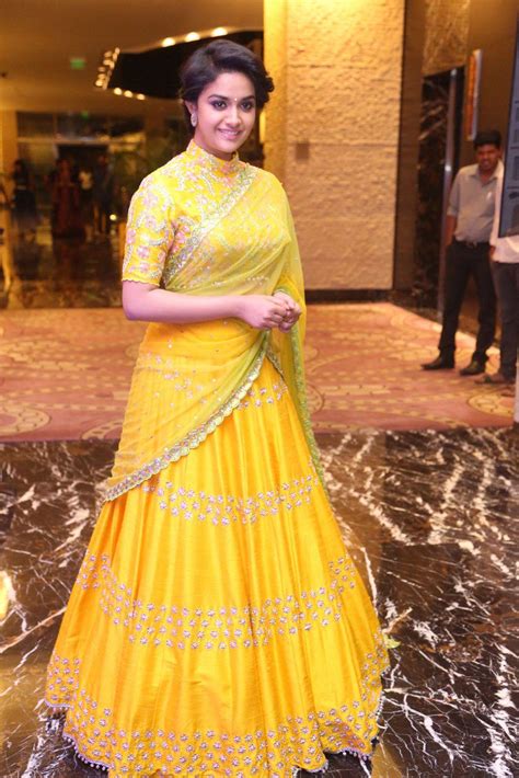 Actress Keerthy Suresh In Yellow Dress At Movie Audio Launch