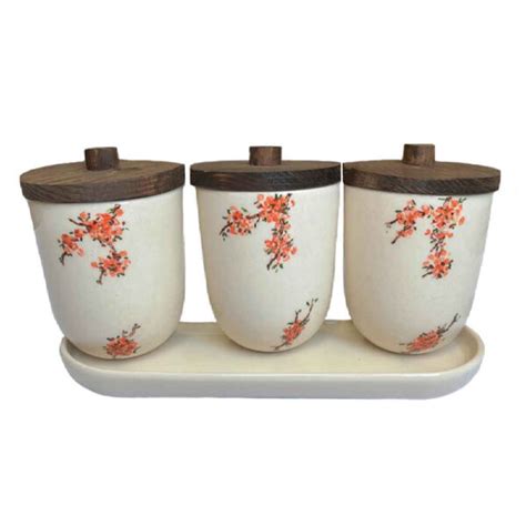Set Of 3 Ceramic Storage Canisters Model Spring Shopipersia