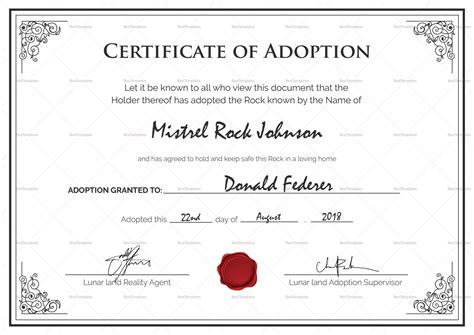 Blank Adoption Certificate Template Best Professional Template