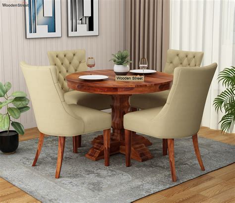 Buy Darren 4 Seater Round Dining Set Honey Finish Online In India At