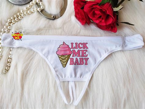 Lick Me Open Crotch Thong Womens Lingerie Naughty Panties Etsy