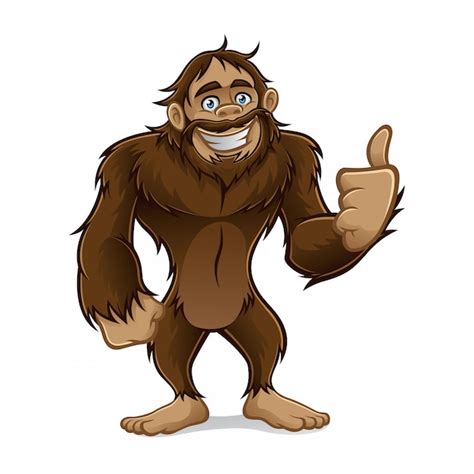 Premium Vector Sasquatch Standing Friendly Smile And A Thumbs Up