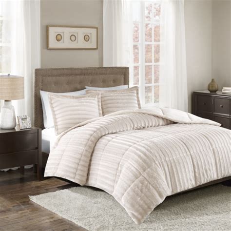 Gracie Mills Faux Fur Comforter Mini Set Champagne Kingcal King King