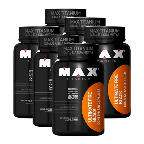 6x Cafeína 420mg Ultimate Fire Black 60cps Max Titanium R 11990