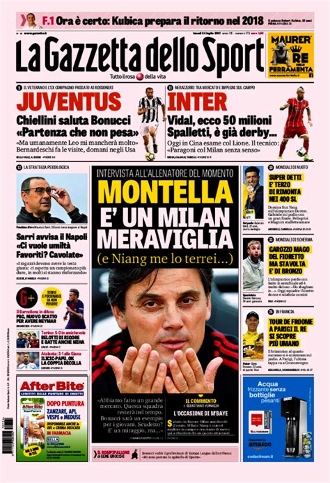 È uno dei maggiori quotidiani italiani per tiratura e diffusione. Prima Pagina, Gazzetta dello Sport: "Milan meraviglia ...
