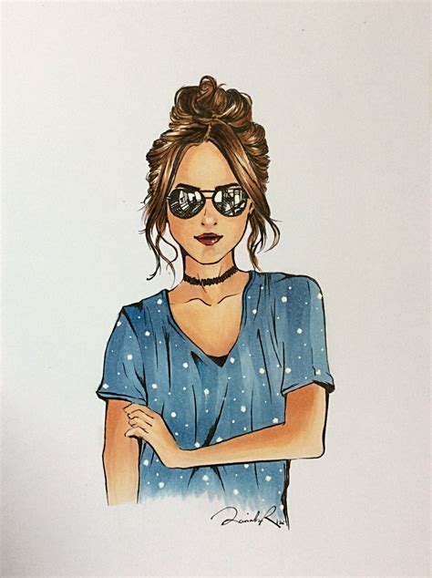 sunglasses copic drawings fashion art girl with sunglasses