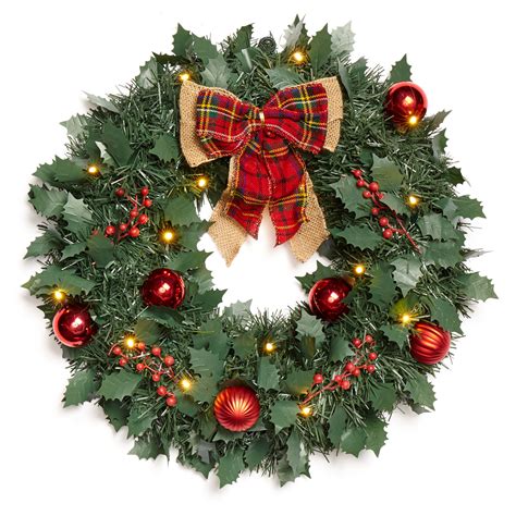 Bring holiday cheer to every part of your home with elegant indoor and outdoor christmas greenery. 18" Cordless LED Christmas Wreath| Christmas | Brylane Home