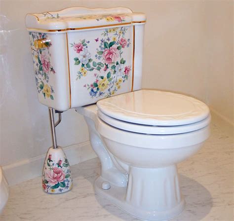 Chintz And Gold Hand Painted Toilet Traditional Bathroom Other