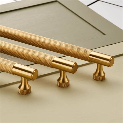 Brass Gold Gunmetal Grey And Silver Knurled Bar Handles By Pushka Home