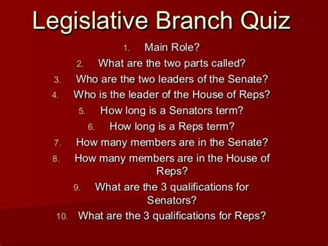 Legislative Branch Quiz