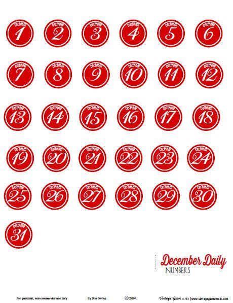December Daily Numbers Free Printable December Daily December