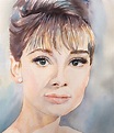 Audrey Hepburn portrait. Watercolor | Portrait, Malerei