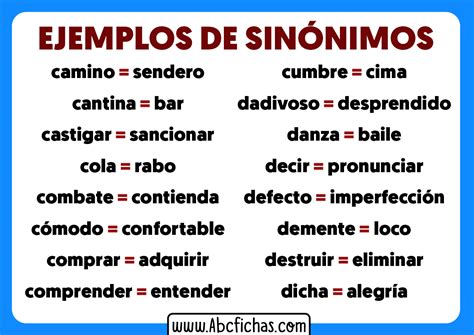 Ejemplos De Sinónimos El Uso De Los Sinónimos En La Lengua