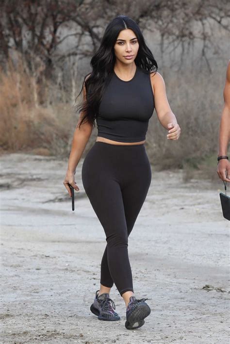 kim kardashian in a black workout clothes does a hike session in calabasas 02 14 2020 4