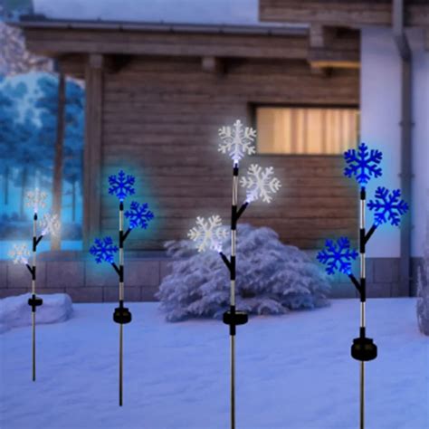 Led Solar 3 Tier Snowflake Holiday Garden Stake